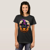 T-shirt Chat Halloween Citrouille Chat Noir Performance (Devant entier)