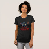 T-shirt Chat Halloween - Conception Chat Sorcière Éffrayan (Devant entier)