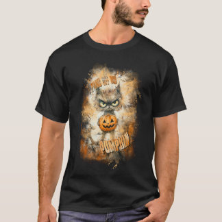 T-shirt Chat Halloween Cranky Avec Citrouille