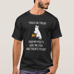 T-shirt Chat Halloween Farce ou Friandise Frotte Mes Patte