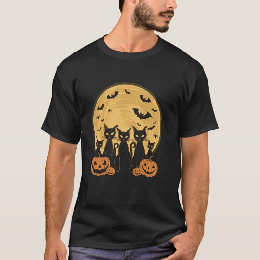 T-shirt Chat Halloween Lune (Devant)