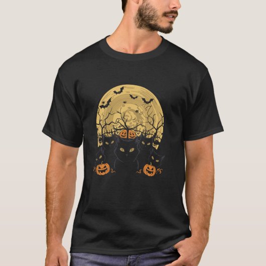 T-shirt Chat Halloween Lune (Devant)