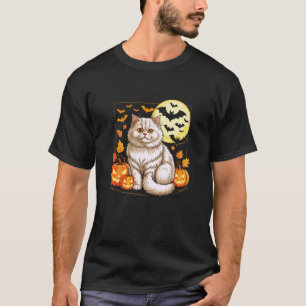T-shirt Chat Halloween Mignon Chat Persan Citrouille Effra