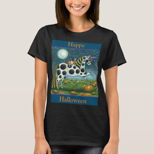 T-shirt CHAT HALLOWEEN PONY ET BAT CHAT Imaginaire Cheval (Devant)