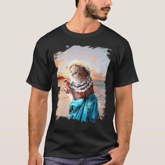 T-shirt Chat Hawaïen Drôle Aloha (Devant)