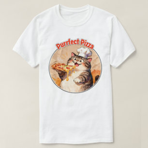 T-shirt Chat heureux chef avec pizza