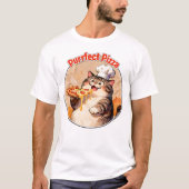 T-shirt Chat heureux chef avec pizza (Devant)