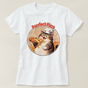 T-shirt Chat heureux chef avec pizza