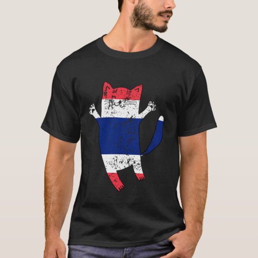 T-shirt Chat heureux drapeau Thaïlande (Devant)