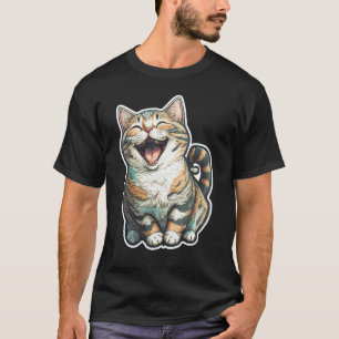 T-shirt Chat heureux fou rire petit chat animal mignon drô