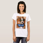T-shirt Chat heureux (image vintage) (Devant entier)
