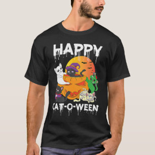T-shirt Chat heureux O Ween Chat Hommes Jour de Halloween