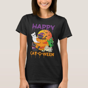 T-shirt Chat heureux O Ween Chat Hommes Jour de Halloween