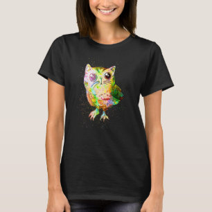 T-shirt Chat Hibou Surréaliste Éclaboussure de Peinture Co