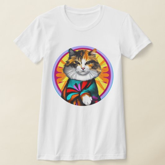 T-shirt Chat Hippie Drôle (Poser)
