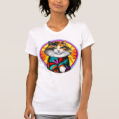 T-shirt Chat Hippie Drôle (Devant)