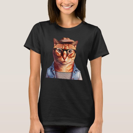 T-shirt Chat Hipster (Devant)