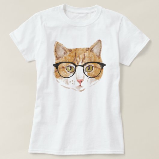 T-shirt Chat Hipster (Brown et blanc) (Design devant)