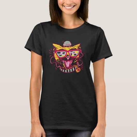 T-shirt Chat Hipster portant Casquette et lunettes Feline  (Devant)