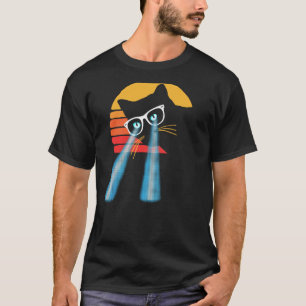 T-shirt Chat Hipster Yeux Laser Sucré Soleil Amusant En Di