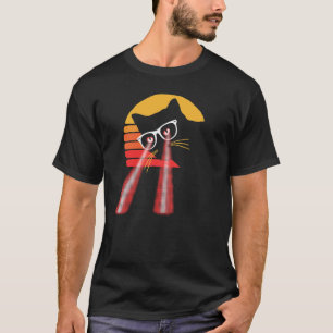 T-shirt Chat Hipster Yeux Laser Sucré Soleil Fun Distresse