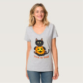 T-shirt Chat Holding Jack-o'-Lantern (Devant entier)