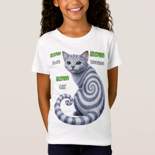 T-Shirt Chat hypnotique Bleu Russe (Devant)