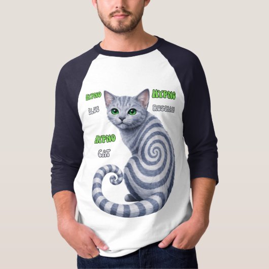 T-shirt Chat hypnotique Bleu Russe (Devant)