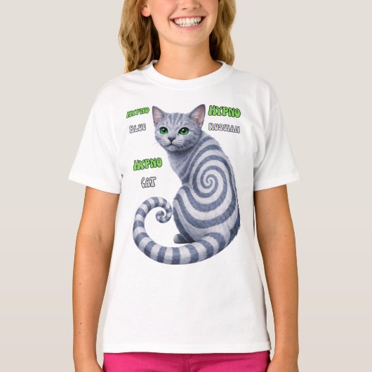 T-shirt Chat hypnotique Bleu Russe (Devant)