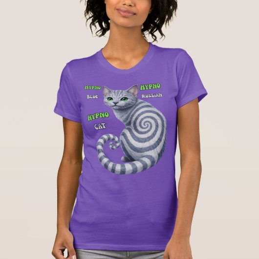 T-shirt Chat hypnotique Bleu Russe (Devant)
