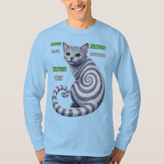 T-shirt Chat hypnotique Bleu Russe (Devant)