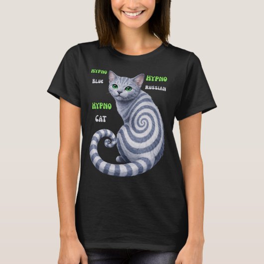 T-shirt Chat hypnotique Bleu Russe (Devant)