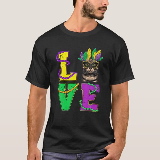 T-shirt Chat I Love Kitten Mardi Gras Hommes Femmes Enfant (Devant)