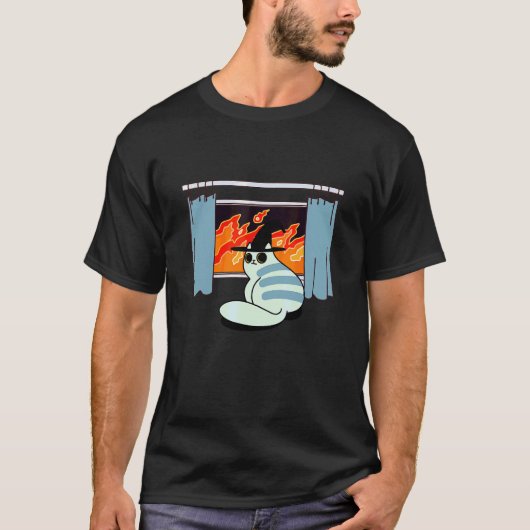 T-shirt Chat Illustration de Feu Évil Cool Conceptions G (Devant)