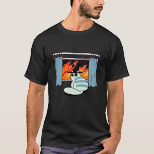 T-shirt Chat Illustration de Feu Évile Cool Conceptions