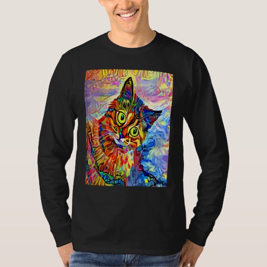 T-shirt CHAT IMPRESSIONNISTE Chat Chaton Maman Papa Chat (Devant)