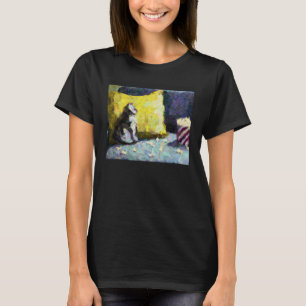T-shirt Chat Impressionniste IA regardant la TV et mangean