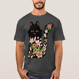 T-shirt Chat In Lotus Tattoo chat coloré avec fleurs