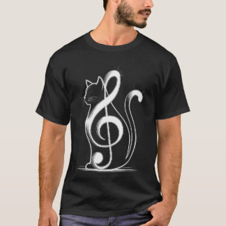 T-shirt Chat inspiré de note de musique Minimaliste Musiqu