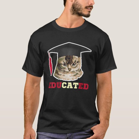 T-shirt Chat instruit Dans Le Cap De Graduation Amusant Ca (Devant)