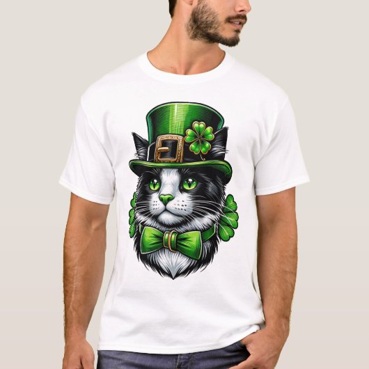 T-shirt Chat Irlandais Fête de la Saint-Patrick Chatricks (Devant)