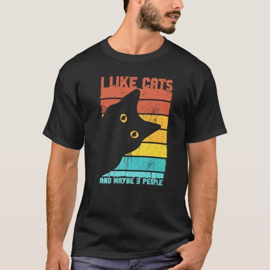 T-shirt Chat J'Aime Les Chats Et Peut-Être 3 Personnes Pré (Devant)