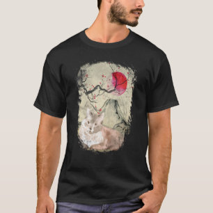 T-shirt Chat Japon Vintage Gravure sur Bois Japonaise