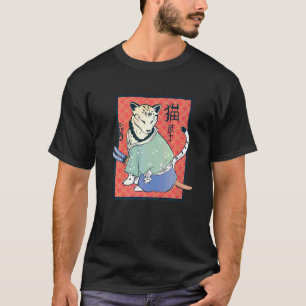 T-shirt Chat japonais ancien Vintage classique Ninja Chat