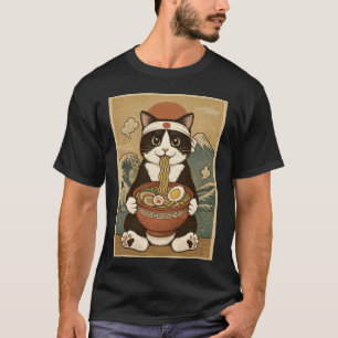 T-shirt Chat japonais en smoking Kawaii nouilles Ramen à m