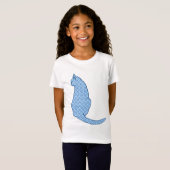 T-Shirt Chat japonais, Kimono bleu (Devant entier)