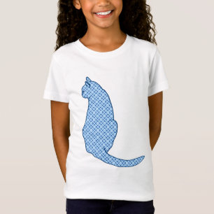 T-Shirt Chat japonais, Kimono bleu