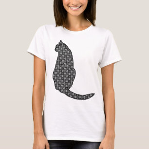T-shirt Chat japonais - Kimono noir et blanc