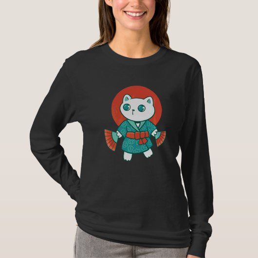 T-shirt Chat japonais Yukata (Devant)