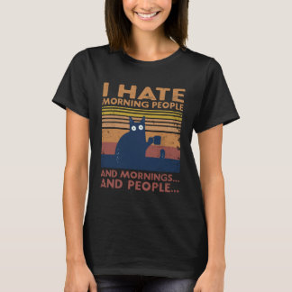 T-shirt Chat Je déteste les gens du matin et les matins et